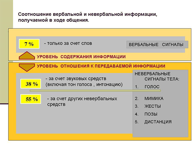 Соотношение вербальной и невербальной информации
