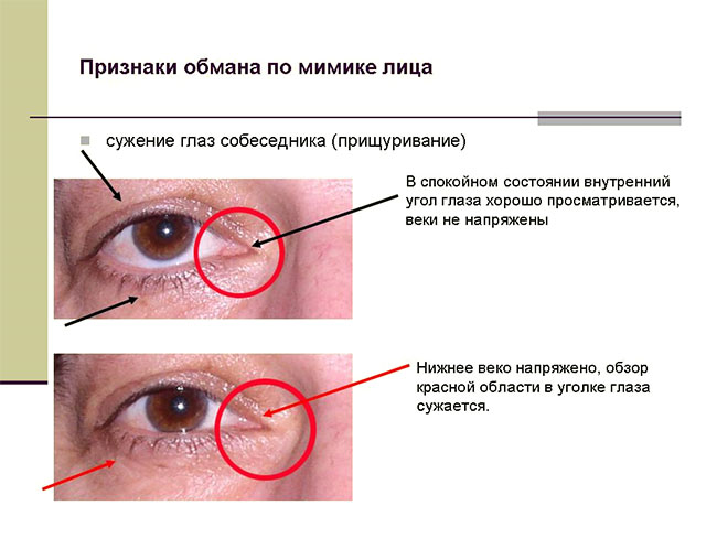 Признаки обмана по мимике